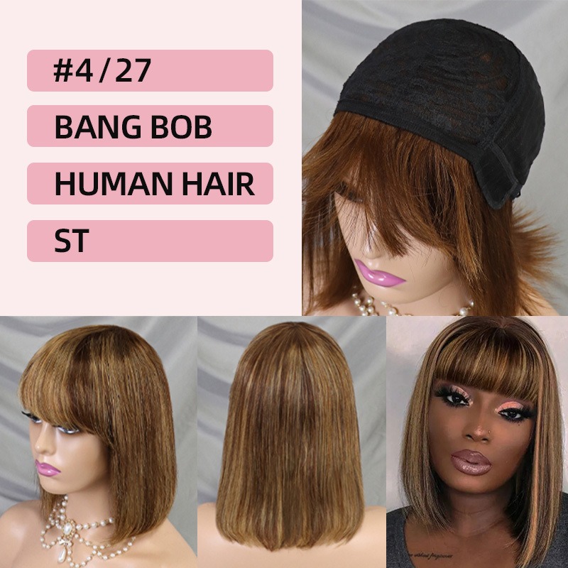 Achieve effortless beauty with a Bang BOB human hair wig, enhancing your natural charm